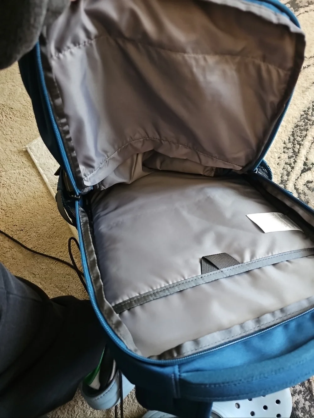The North Face Jester Backpack in Blue with Light Blue Bungee
